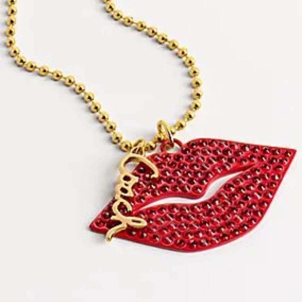 COACH POPPY STONE LIP NECKLACE